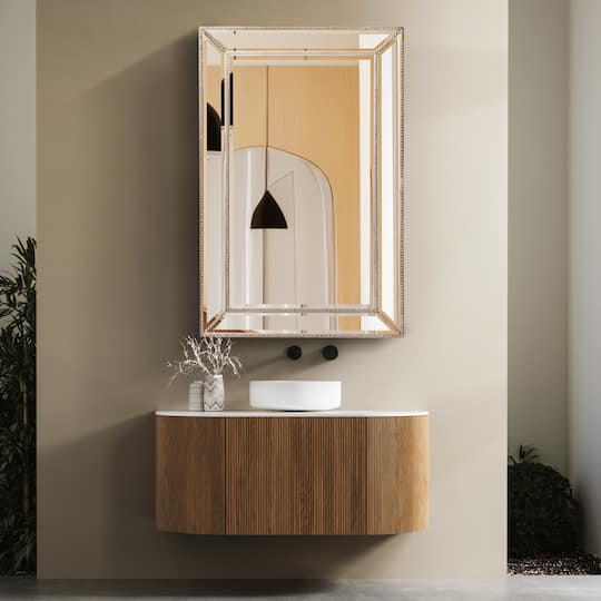 Head West 30" Silver Metro Beaded Glass Framed Vanity Mirror